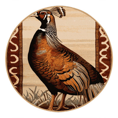 Washable Ring necked Pheasant Birds Area Rug