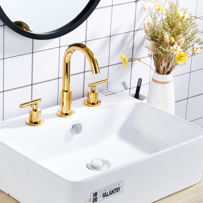 Widespread Bathroom Sink Faucet, Gold