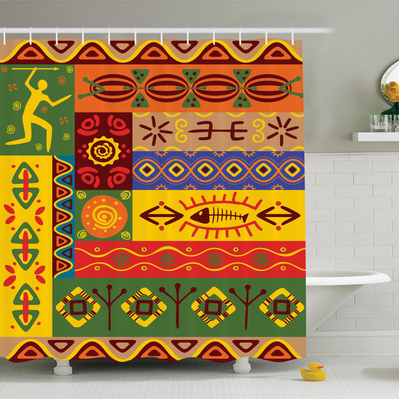 Rideau de douche ethnique tribal Mclean, 70" H x 108" W
