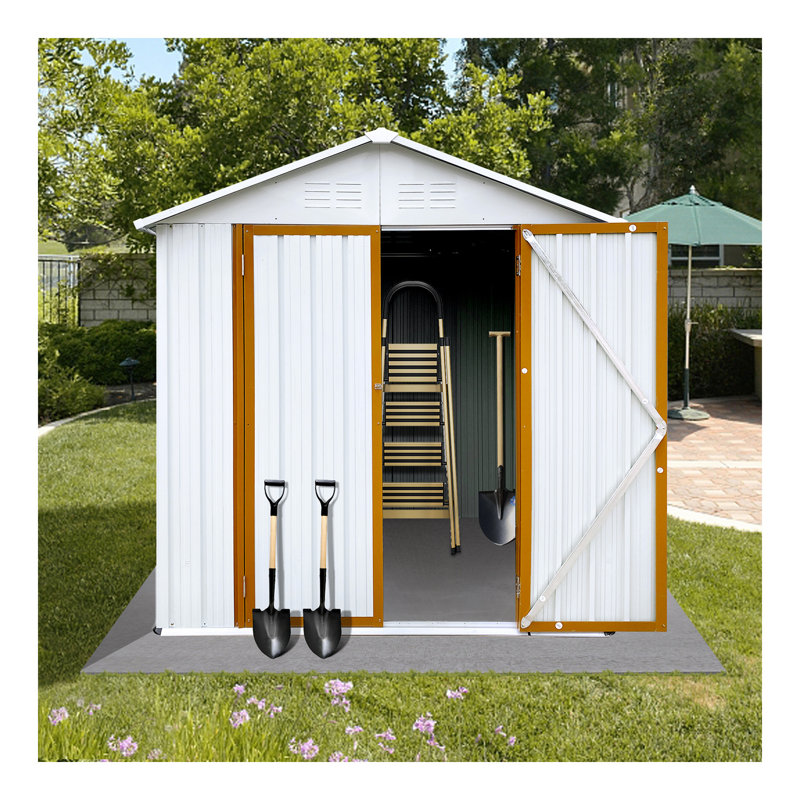 Abri de rangement extérieur pour toit Apex 4 pi x 6 pi vert + blanc, Blanc