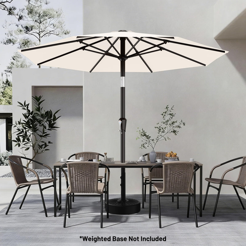 Parasol de patio 9 pi pour l'extérieur, Crème-blanc