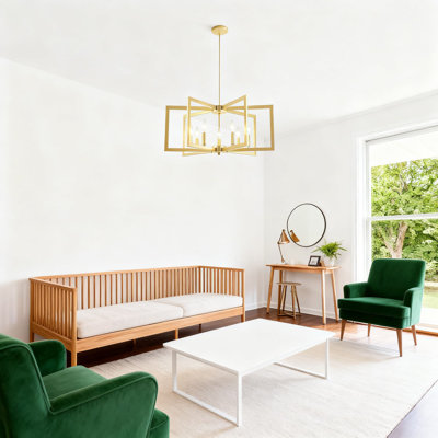 Lustre moderne géométrique doré à 7 lumières, à hauteur réglable, de style industriel campagnard, convenant à la salle à manger, à l'îlot de cuisine, à la chambre à coucher, au vestibule et au salon