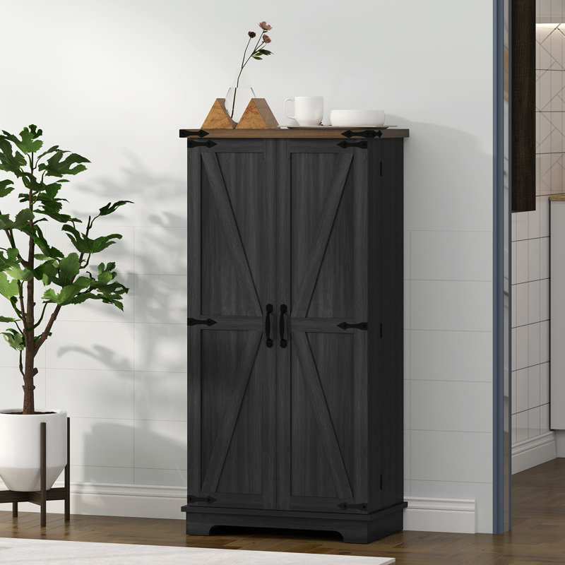Armoire de cuisine avec tablettes réglables et armoire de rangement noire, Noir
