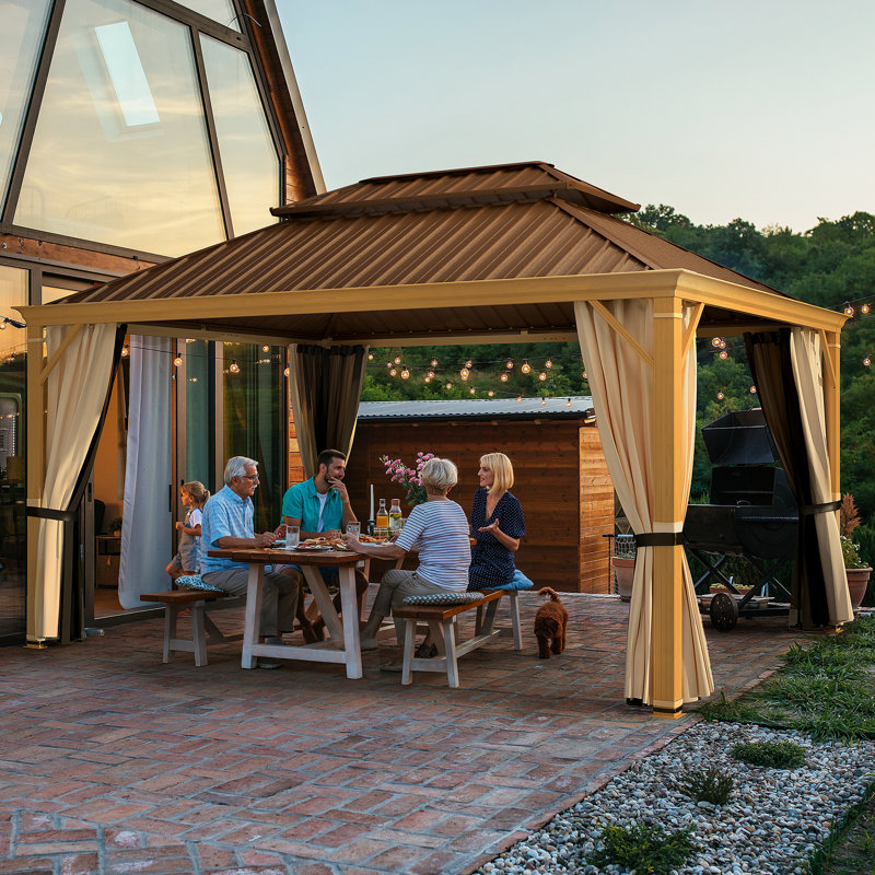 Aluminum Patio Gazebo with Double Roof, 12 ft. W x 16 ft. D