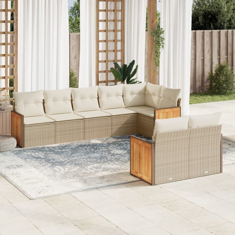  Ensemble de canapé de jardin beige
