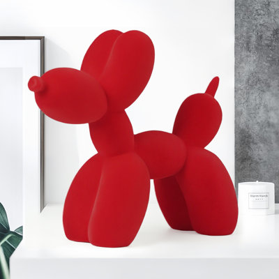 Sculpture pour chien en peluche rouge à flocage, 7,75 x 6,54 x 2,76 po, entrée texturée audacieuse