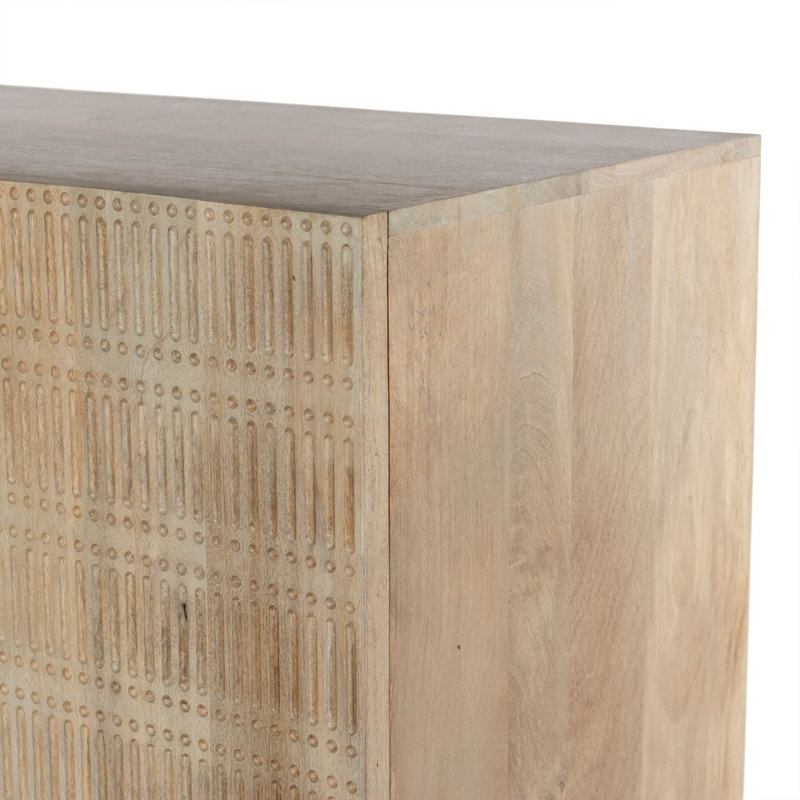 Kelby Solid Wood Bar Cabinet, Light Wash Mango