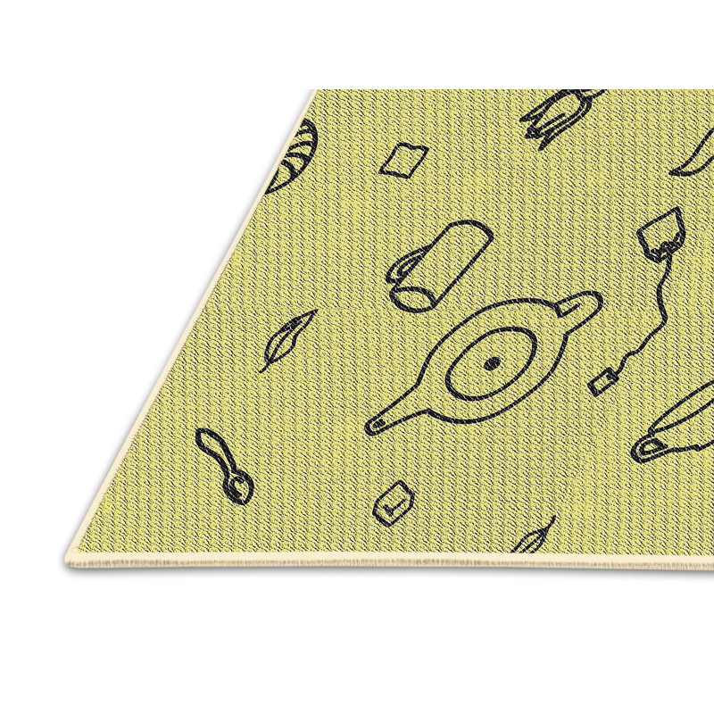 Tapis de zone jaune à motif, Rectangle 4 pi x 6 pi