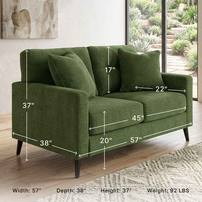 Upholstered 57'' Loveseat, Green