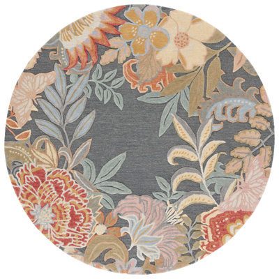 Tapis floral en laine / coton touffeté à la main Abbygaile