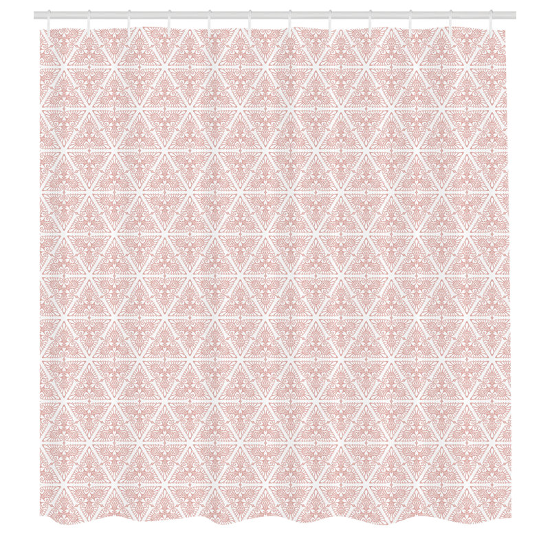 Shower Curtain Set + Hooks, 69"H x 84"W, Blush White