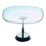 Palace Square Glass Plate with Base - 6 Pieces - Stainless Steel