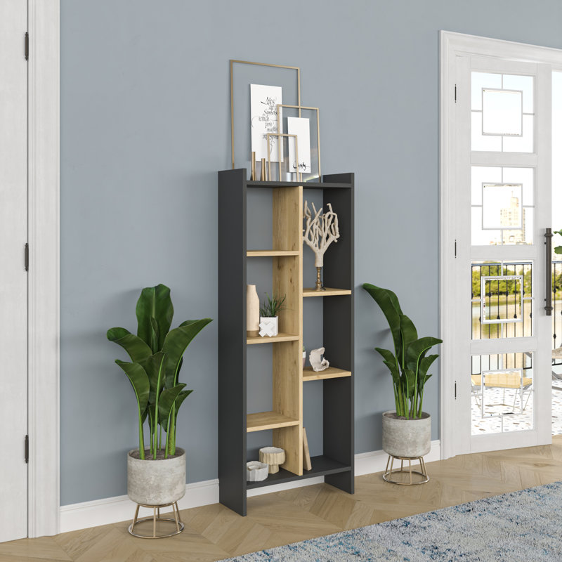 Gjylnaze Bookcase, Anthracite/Oak
