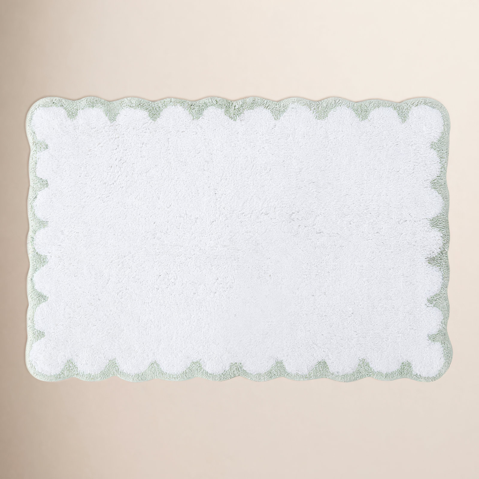 Scallop Cotton Bath Rug, Green
