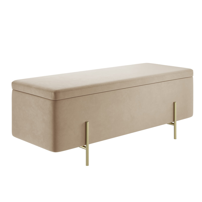 LOLA STORAGE OTTOMAN BENCH, Beige, Gold