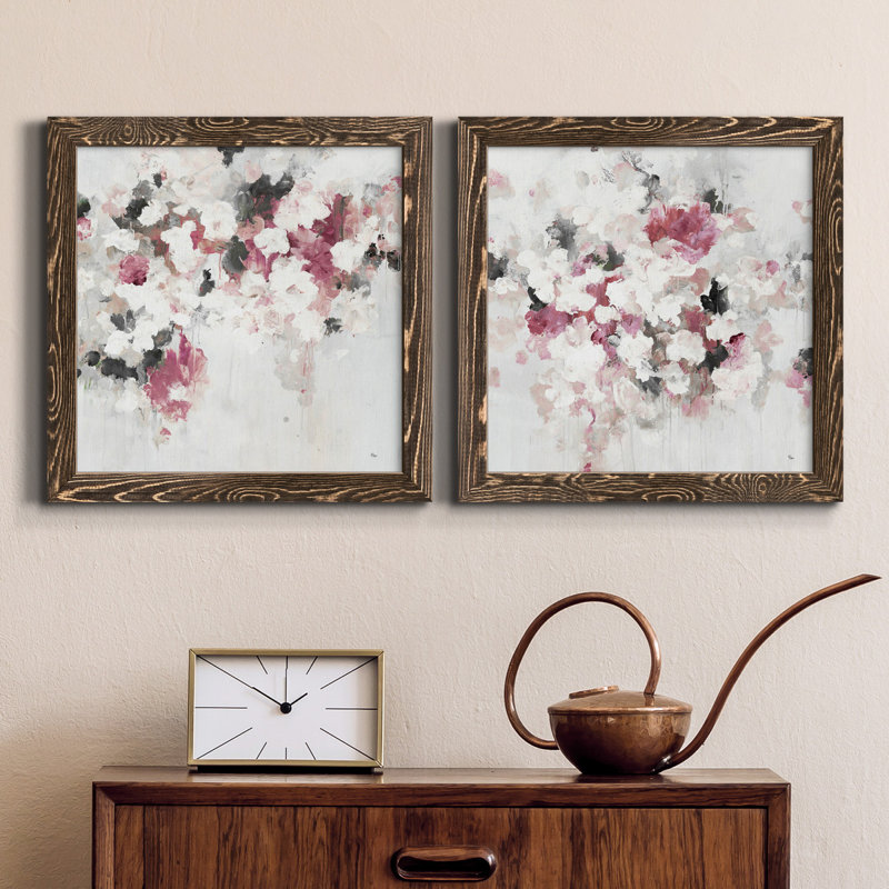 Floral Muse III - ensemble de 2 reproductions d'art sur toile, H 17 po x l 34 po x P 1,5 po, Cadre noyer