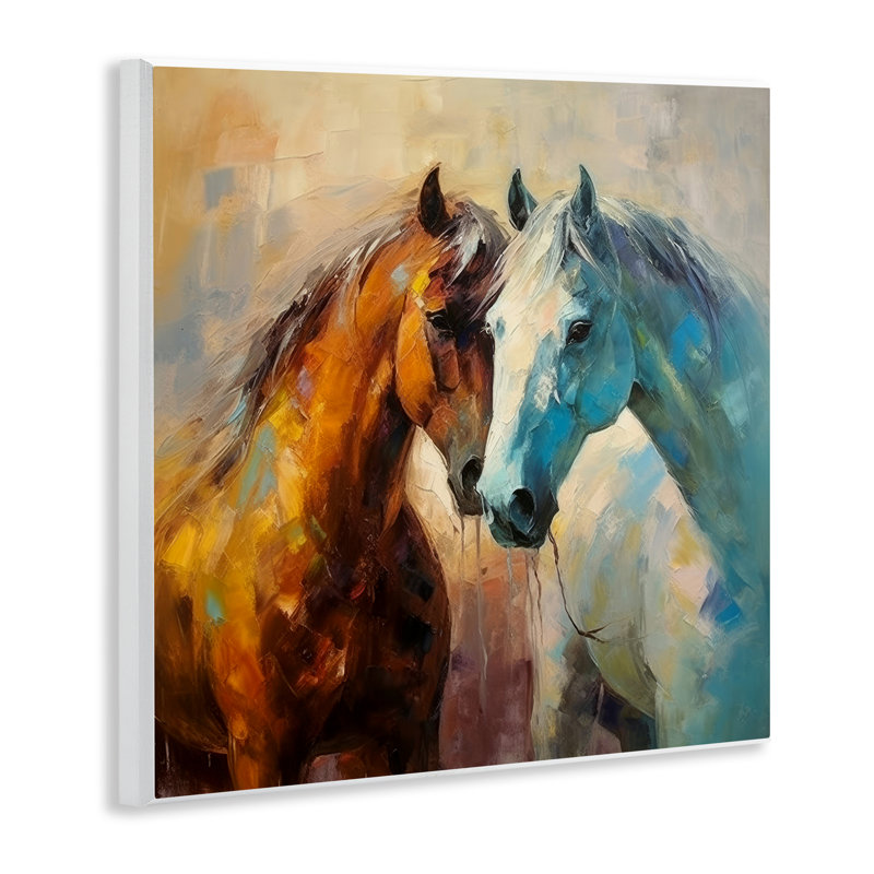 «Painterly Horse pair», art mural sur bois par Irena Orlov