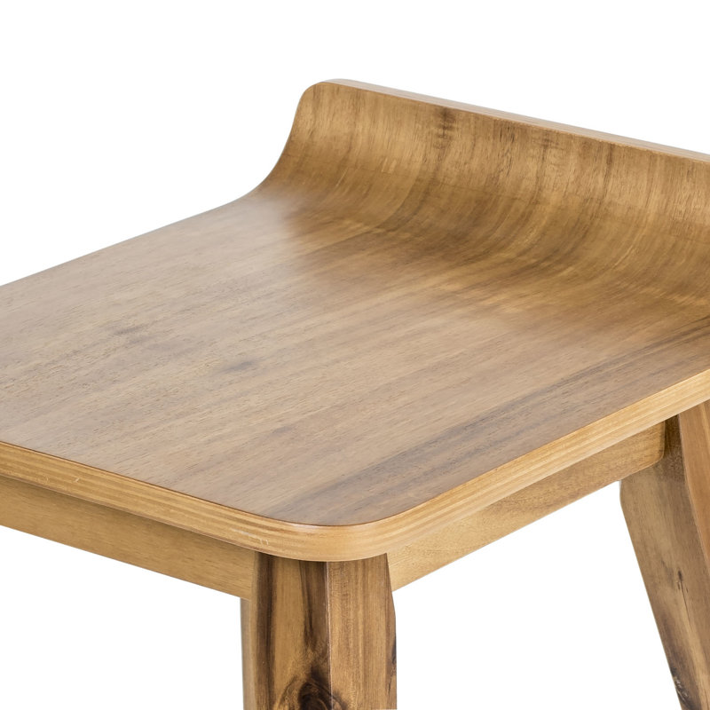 Acacia Wood Backless Counter Stool with Tapered Legs