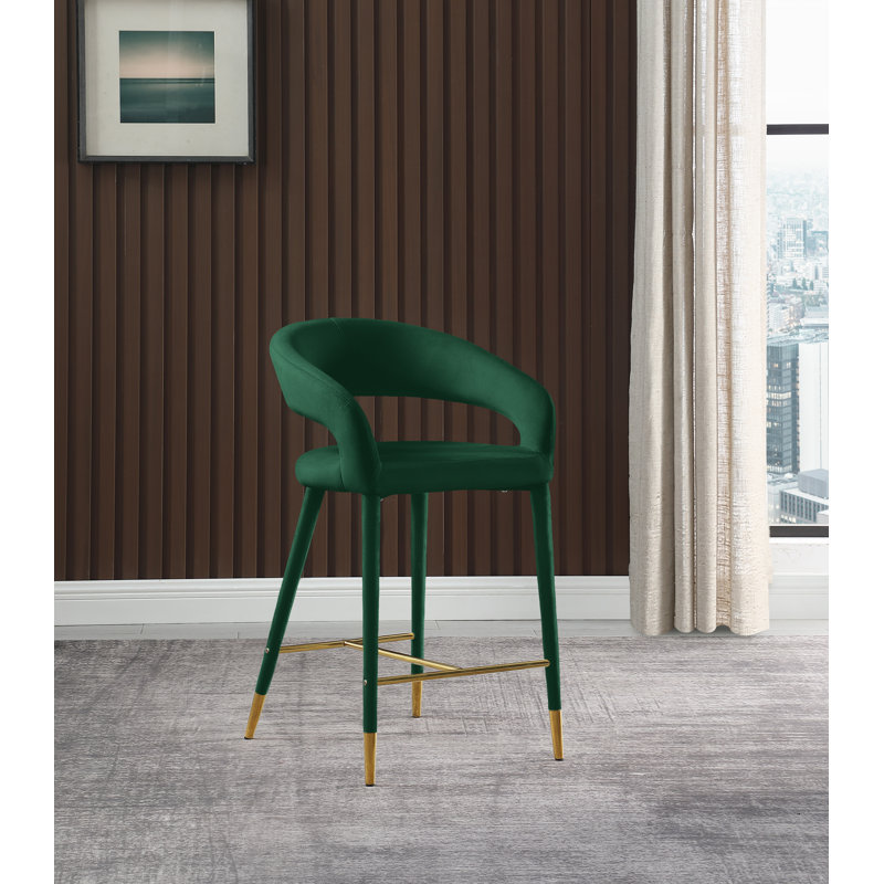 Destiny 26.5" Counter Stool, Velvet, Green