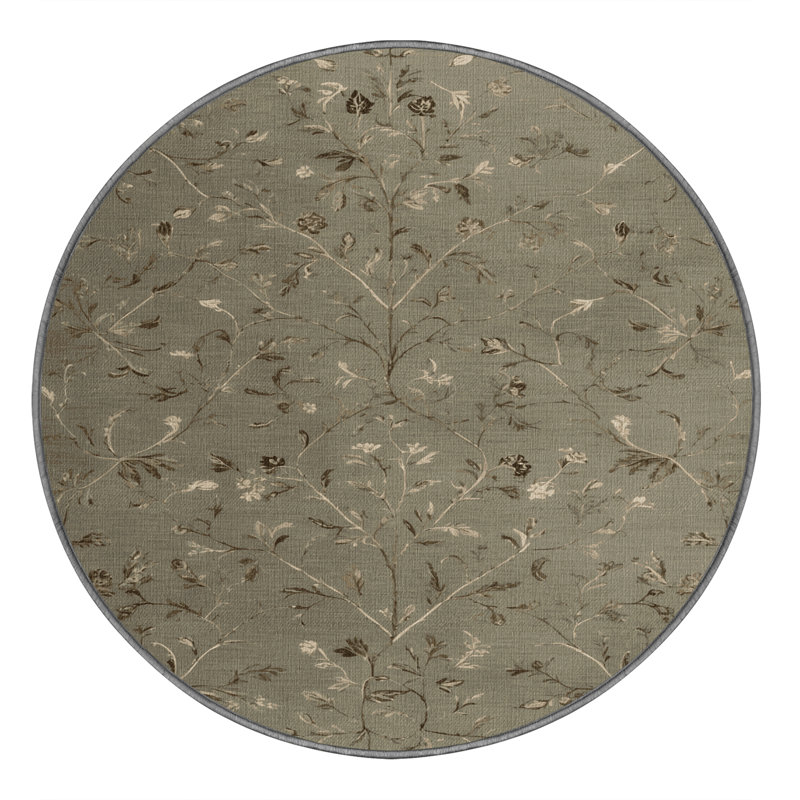 Tapis brun lavable à la machine, Rond 3 pi