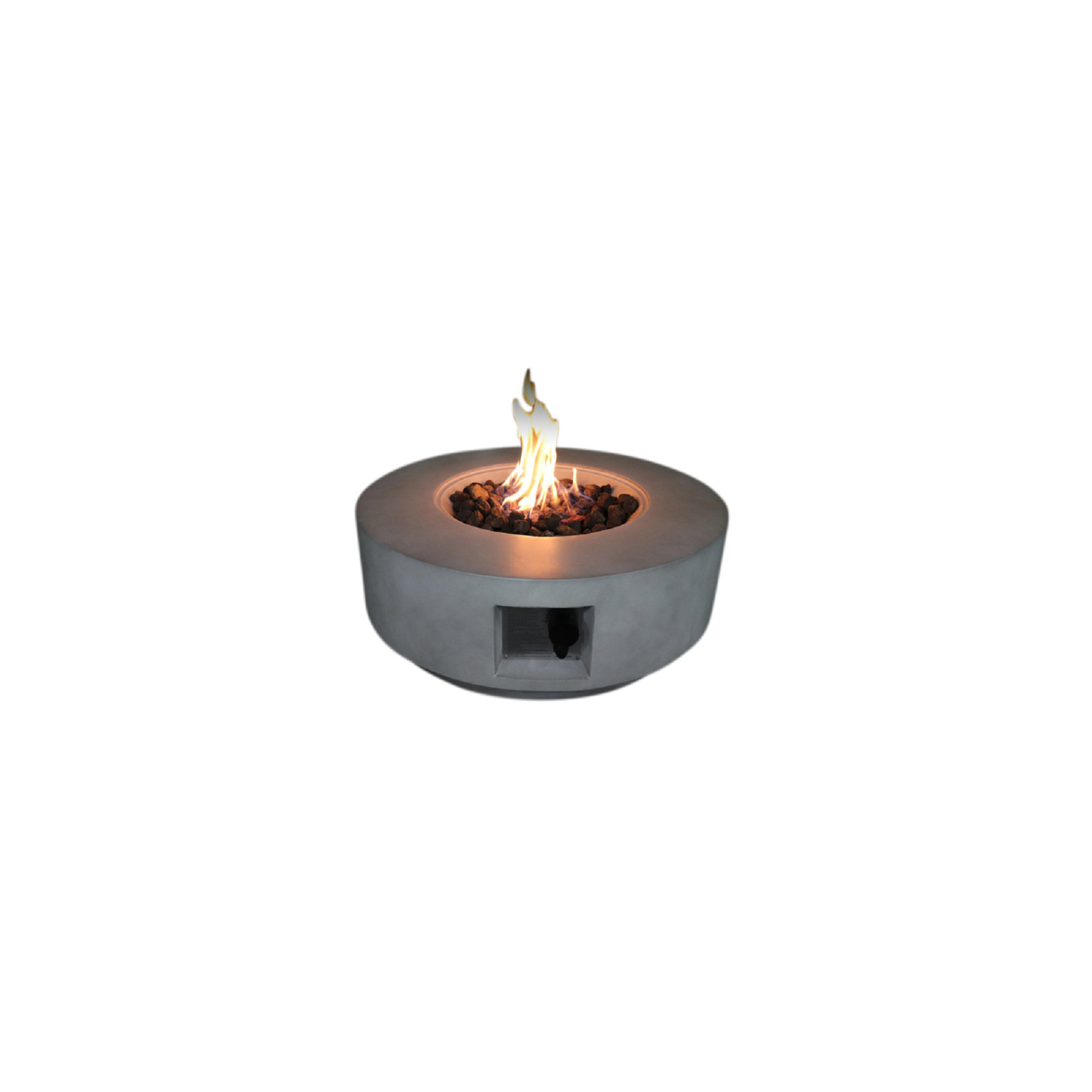 Rashid Round Fire Pit Table, Natural Concrete