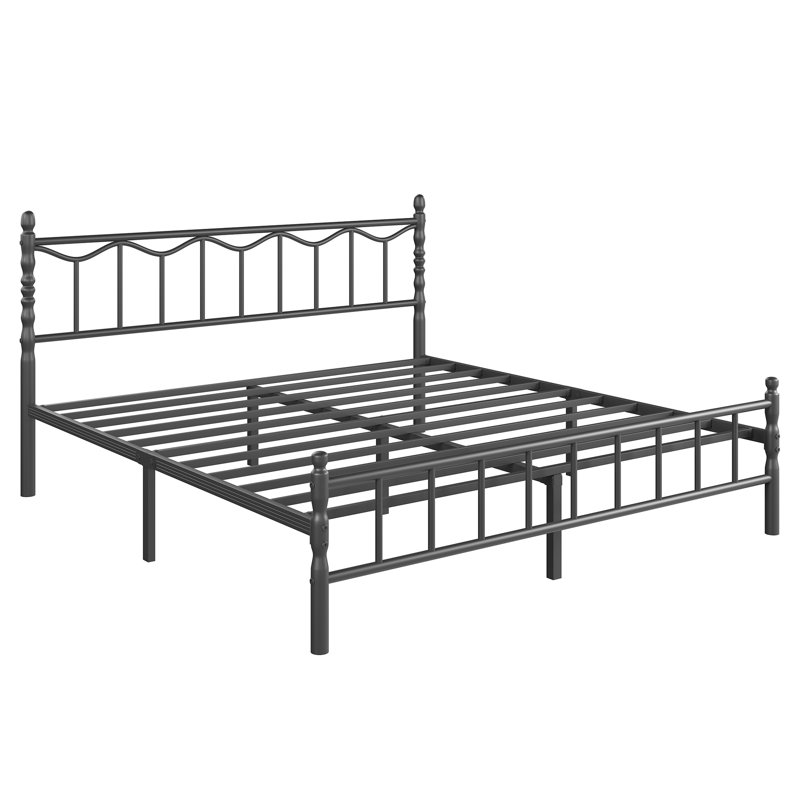 Heavy Duty Metal Bed, Mattress Foundation, No Box Spring Needed, Noise Free, King