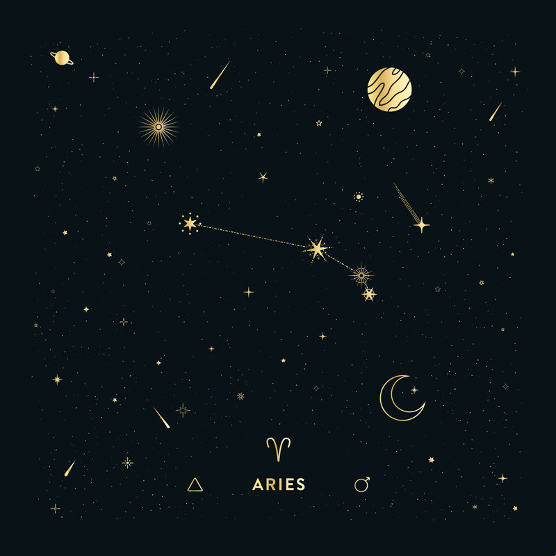 Aries Constellation en or, H 20 po x l 20 po