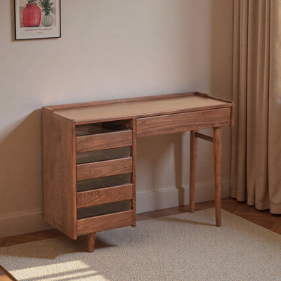 Strong Storage Walnut Wood Writing Desk 40.55 in