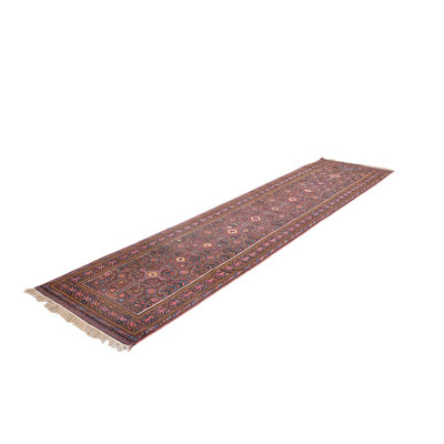 Tapis de zone de tapis de couloir 2 pi 11 po x 12 pi 1 po one-of-kind à la main noué la brun/rose/beige 2 pi 11 po x 12 pi