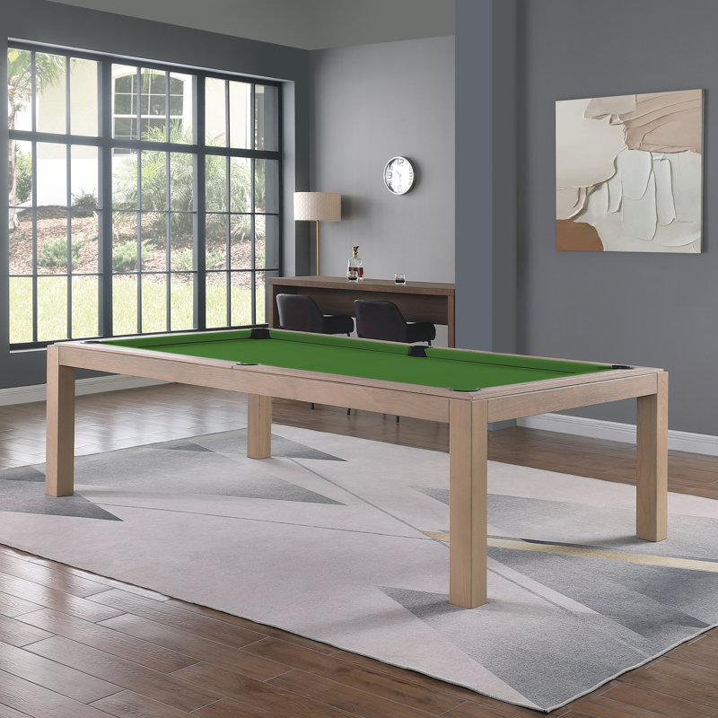 Table de billard en ardoise avec plateau de salle à manger Olivia, Bois de frêne flottant, Vert pomme