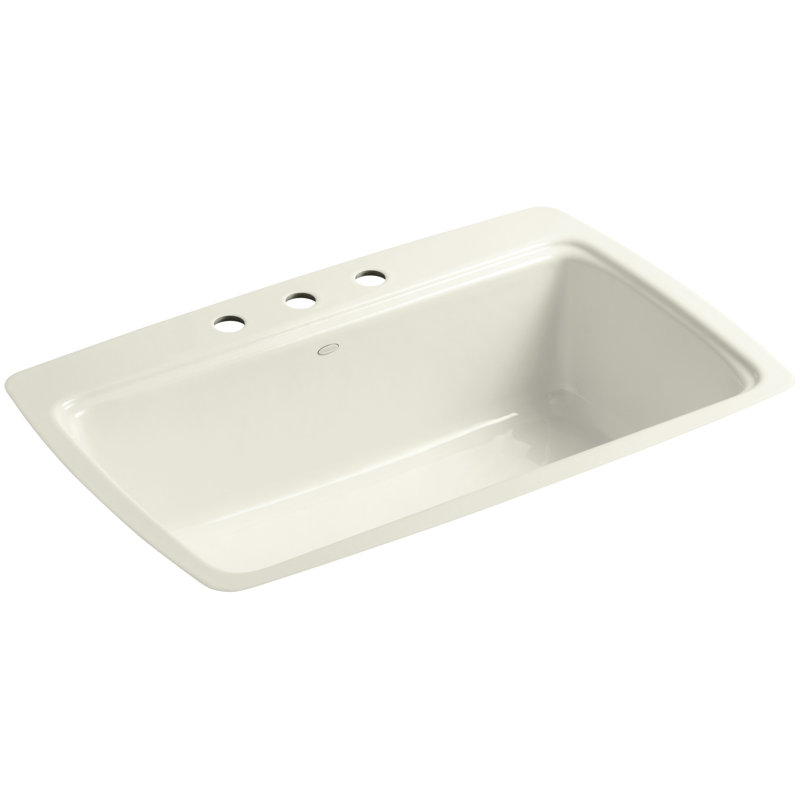 Cape Dory 33" L x 22" W x 9.625" D Drop-in Single-Bowl Kitchen Sink, 3 Hole, Biscuit