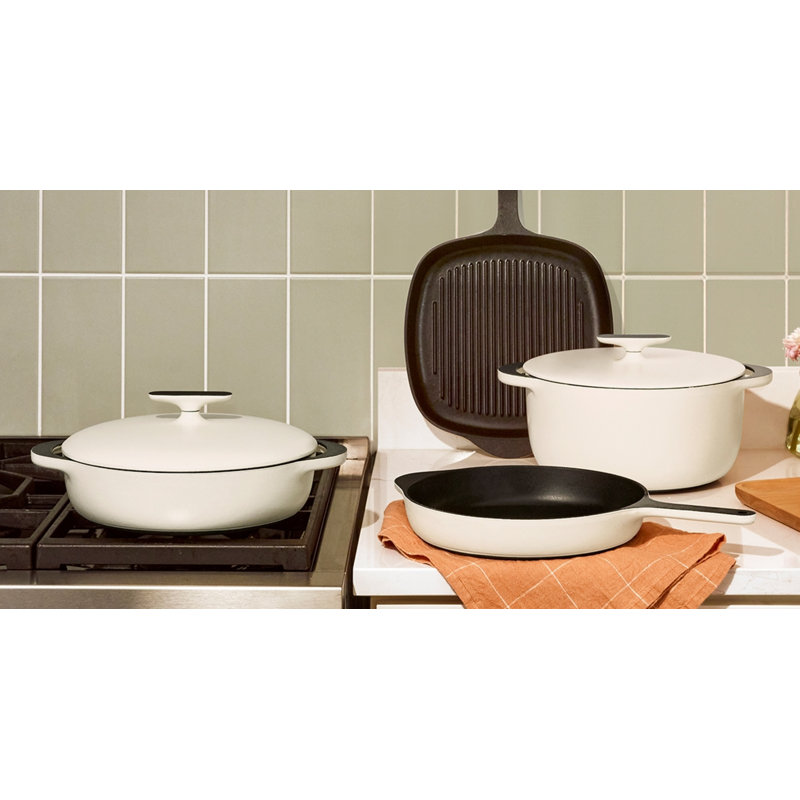 Caraway 3.5Qt Enameled Cast Iron Braiser W/ Domed Lid, Cream