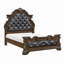 Lit de luxe traditionnel et formel avec tête de lit capitonnée, sculptures raffinées et détails dorés, mobilier de chambre à coucher 1 pièce