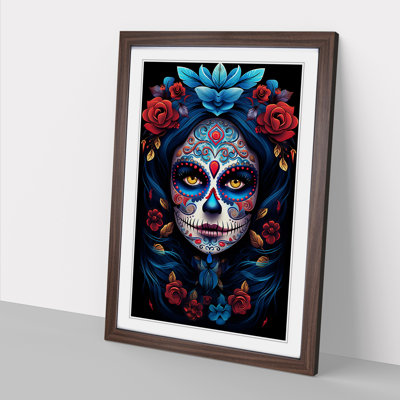 Sugar Skull Art Deco - Single Picture Frame Print on Wood
