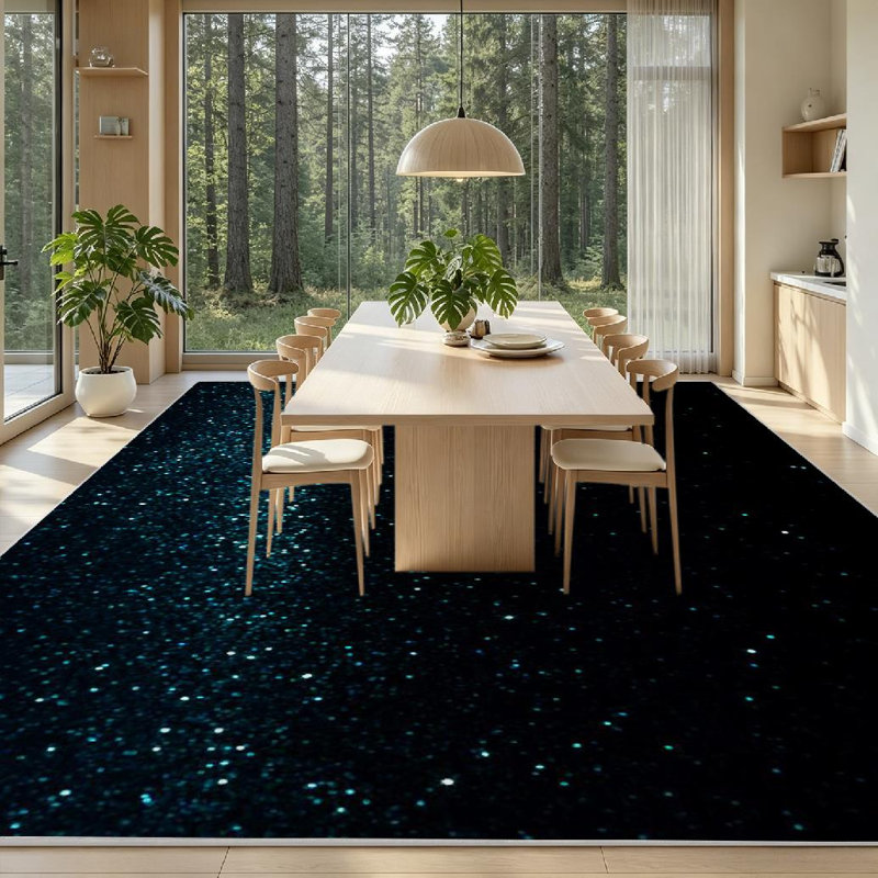 Tapis d'intérieur transparent lavable à la machine, motif lumineux turquoise abstrait, Rectangle 79" x 118"