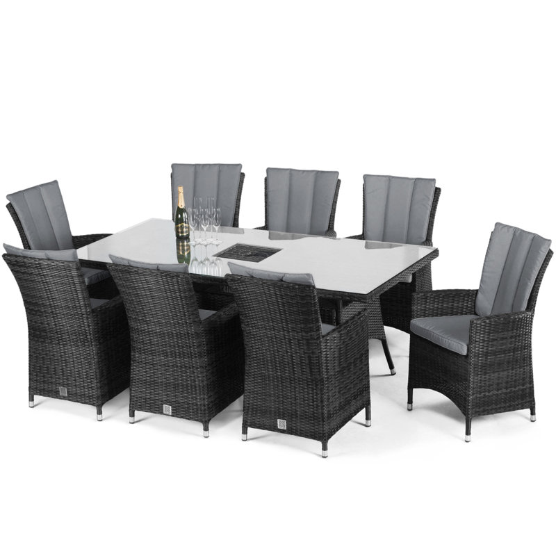 LA 8 Seater Dining Set with Cushions, Grey
