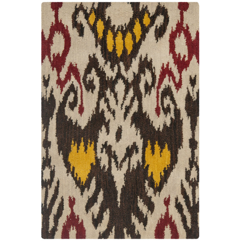 Kline Ikat Hand Tufted Wool Ikat Rug, Rectangle 3' x 5'
