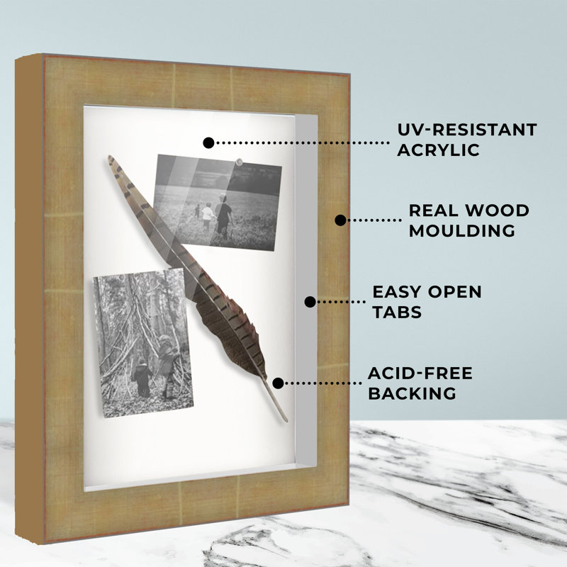 Reyr Black Solid Wood Shadow Box Picture Frame, 10" x 11"