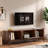 Farmhouse Tv Stand With Drop-down Storage Cabinet, Sliding Doors And Textured Natural Wood Grain 