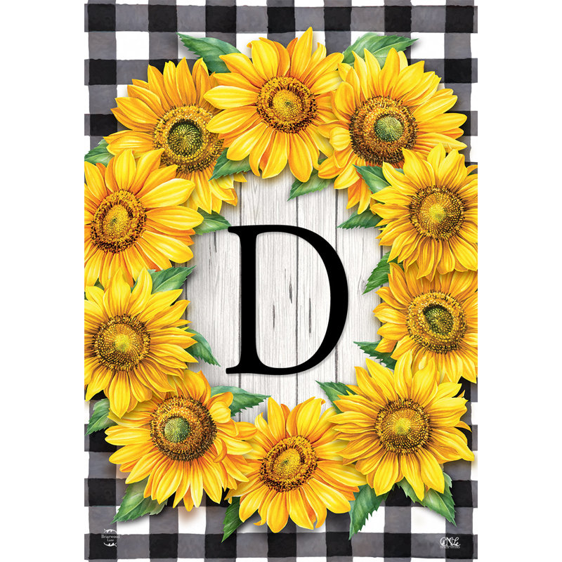 Drapeau de jardin tournesols monogramme D