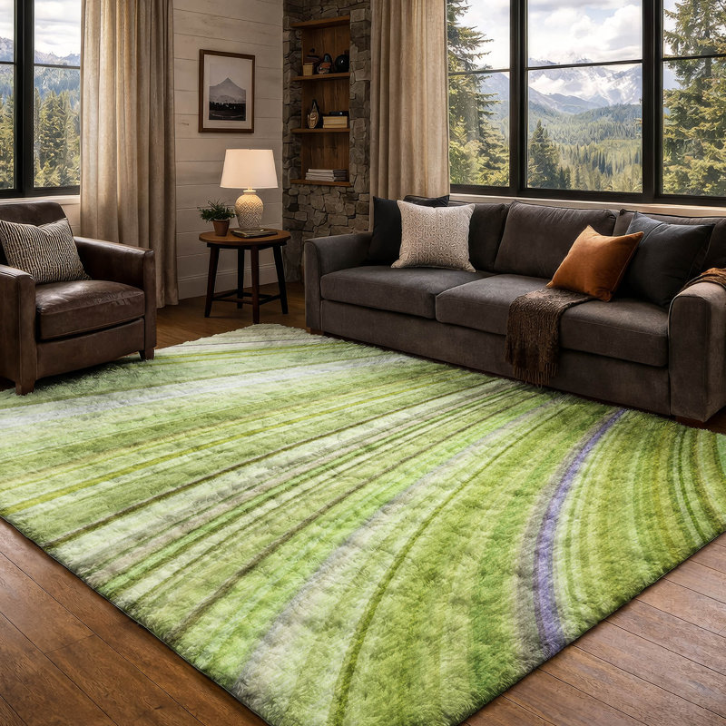 Tapis à poils longs lavable à la machine de qualité supérieure ADS585, Aloe, 10' x 14'