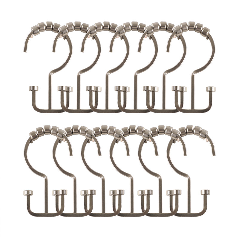 Deco Steel Shower Curtain Hook, Nickel