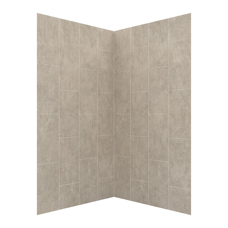 Shale Gray Composite Corner Shower Wall Panels, 42" x 78"