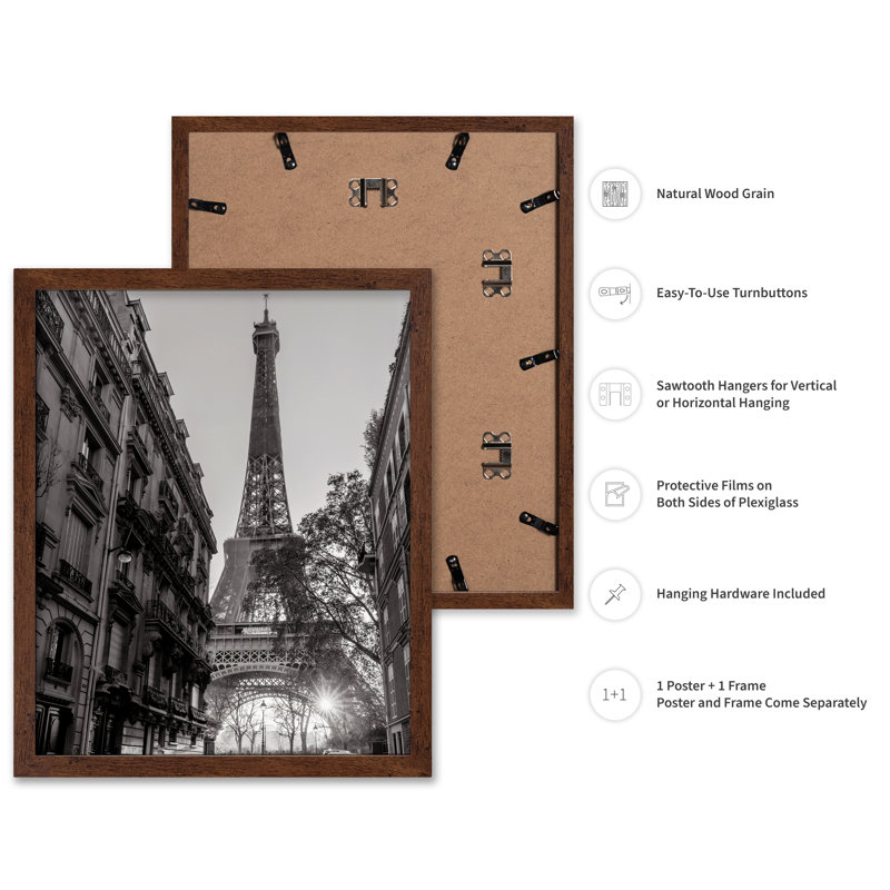 Tour Eiffel No2, Poster, 24"H x 32"W, Brown Framed