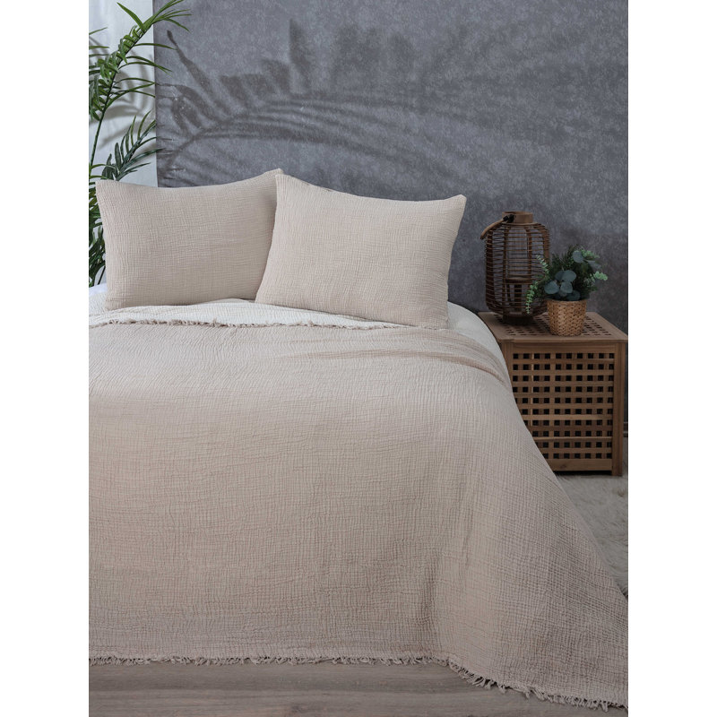 Muslin Coverlet, Queen Coverlet / Bedspread, Mink