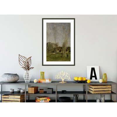 «The Glacis of a Ruined Castle-Fort» par Jean-Baptiste-Camille Corot, impression giclée encadrée