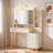 Vanity Desk With 3 Lighting Colors Foldable Three-sided Mirror, 2 Usb Power Strip And 5 Drawers