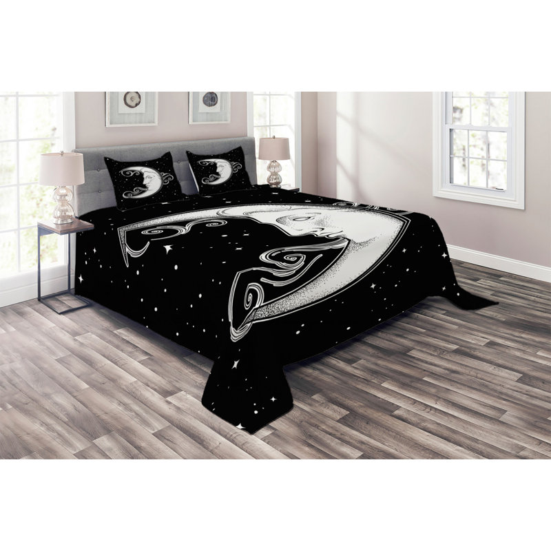 Moon Coverlet, King Bedspread + 2 Shams