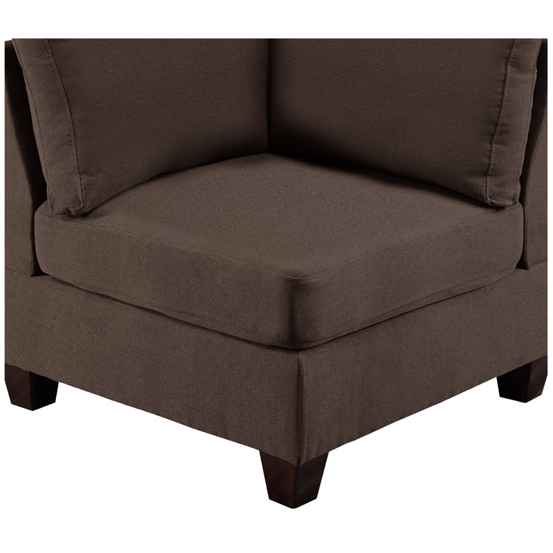 3Pc Modular In Black Coffee Tone, Linen-Like Fabric Upholstered & Dependable Wood Frame Coffee, Featuring And Chairs