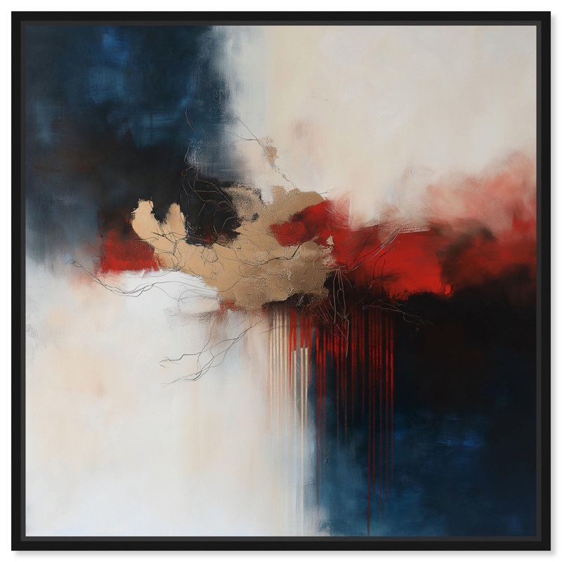 Art Remedy abstrait avec toile dorée, H 13 po x l 13 po, Cadre flottant noir
